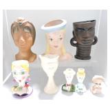 Lot of 7 lady head vases