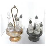Lot of 2 castor bottle sets, various condition