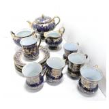 Nippon cobalt with gold tea set, varous condition