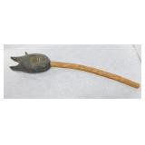 Carved ceremonial animal rattle, 19'