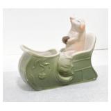 German porcelain pink pig with sleigh