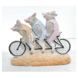 German bisqu match holder with 3 pigs on a