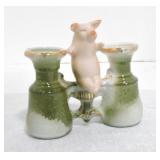 German porcelain pink pig with binoculars