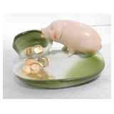 German porcelain pink pig with change purse and