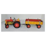 Tin lithograph tractor and wagon, NIB