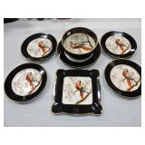 Noritake 7 pc dessert set with birds