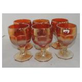 Marigold carnival glass set of 16 goblets