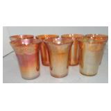 Marigold carnival glass set of 7 tumblers
