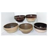 Lot of 5 crockery bowls, varous condition