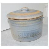 Blue/white stoneware butter crock
