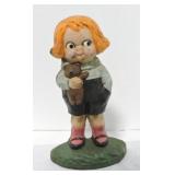 Cast iron girl with doll door stop, 9'
