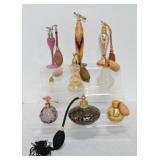 Lot of 9 perfume bottles with atomizers