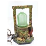 Chalkware wishing well TV lamp
