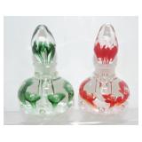 Joe Rice lot of 2 paperweight perfume bottles