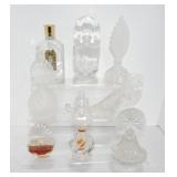 Lot of 8 clear glass perfume bottles
