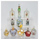Lot of 11 enameled perfume bottles