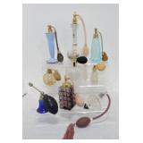 Lot of 9 perfume bottles with atomizers