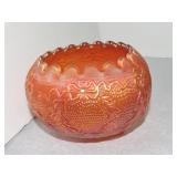 Carnival glass rose bowl