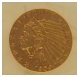 1909 $2 1/2 gold Indian