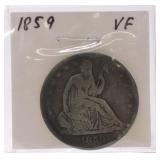 1859 Liberty Seated half, VF