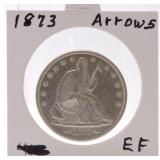 1873 Liberty Seated half, XF, with arrows