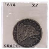 1874 Liberty Seated half, XF
