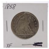 1858 Liberty Seated half, XF