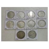 Lot of 10 Morgan dollars