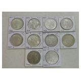 Lot of 10 Peace dollars