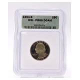 1993-S Washington quarter ICG PR69DCAM