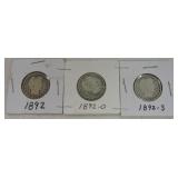 1892-P, 1892-O, 1892-S Barber quarters