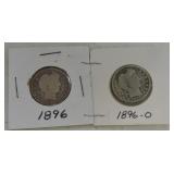 1896, 1896-O Barber quarters