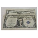 Lot of 35 $1 silver certificates: 13 - 1935,