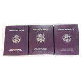 Lot of 3 silver Eagle proofs, 1987, 1988, 1989