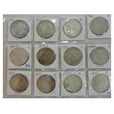 Page of 8 Morgan and 4 Peace dollars
