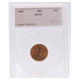 1939 Lincoln cent SEGS MS63R
