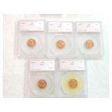 Lot of 5 - 1955-S Lincoln cents, SEGS MS65Red