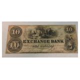 $10 Obsolete bank note 1856 Exchange Bank