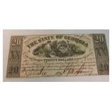 $20 Obsolete bank note The State of Georgia,