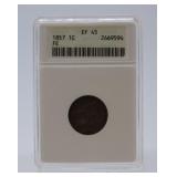 1857 Flying Eagle cent, ANACS EF45
