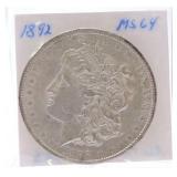 1892 Morgan dollar, MS64