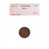 1931-S Lincoln cent SEGS MS64RB