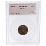 1910-S Lincoln cent SEGS MS64