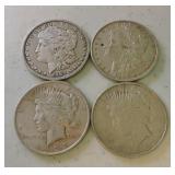 Lot of 2 Morgan & 2 Peace dollars