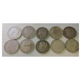 Lot of 10 Morgan dollars
