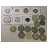 Lot of foreign coins, mostly silver