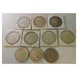 Lot of 10 Peace dollars