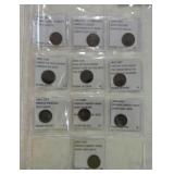 Lot of 10 Civil War tokens