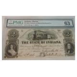 Obsolete bank note 1855 $2 Indiana Marion,