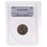 1971 Jefferson nickel PCGS MS65
